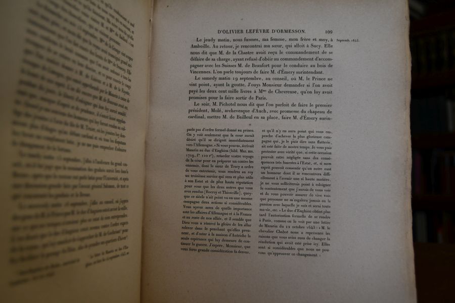 Journal D`Olivier Lefevre D`Ormesson ex extraits des Memoires D`Andre Levevre D`Ormesson. Tome premier 1643-1650 + second 1661-1672