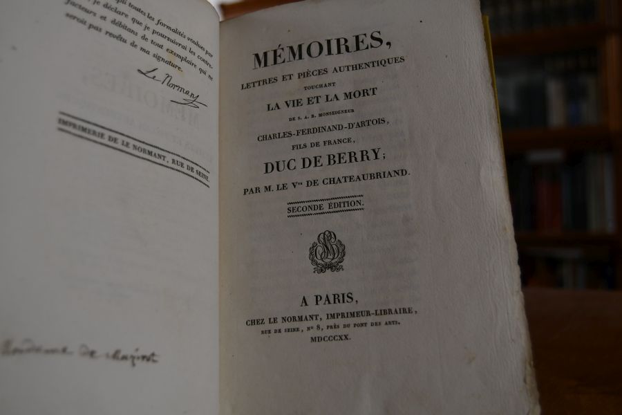 Memoires, Lettres et Pieces authentiques touchant la Vie et la Mort de S.A.R. Monseigneur Charles-Ferdinand d`Artois, Fils de France, Duc de Berry.