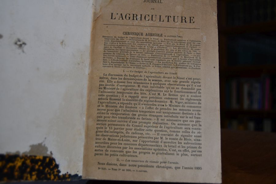 Journal de l`Agriculture. Jahrgang 1896, Band 1 (Januar-Juni) apart.