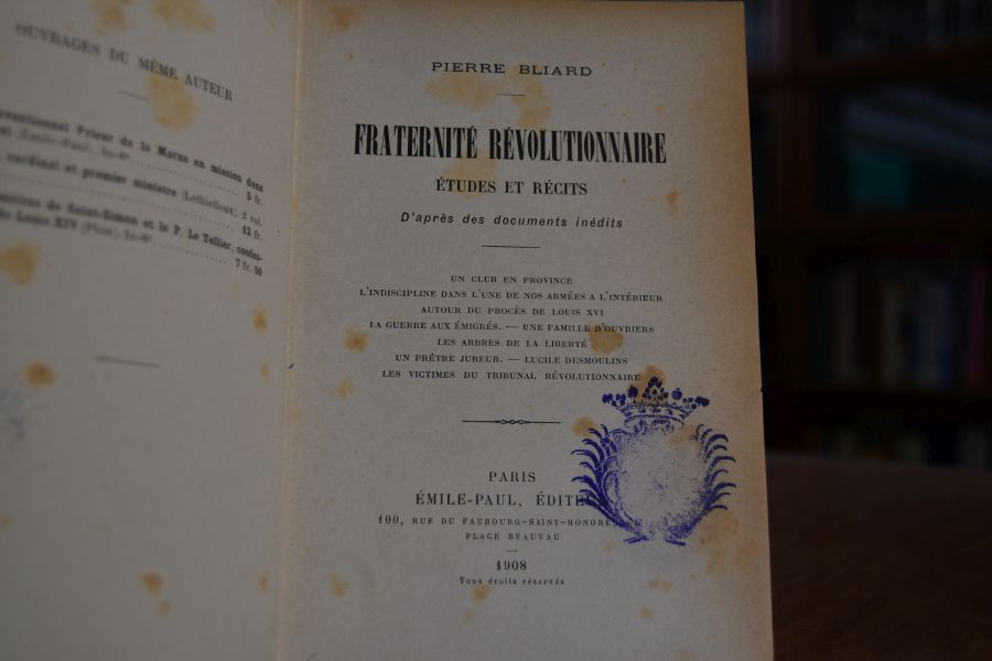 Fraternite Revolutionnaire. Etudes et Recits.