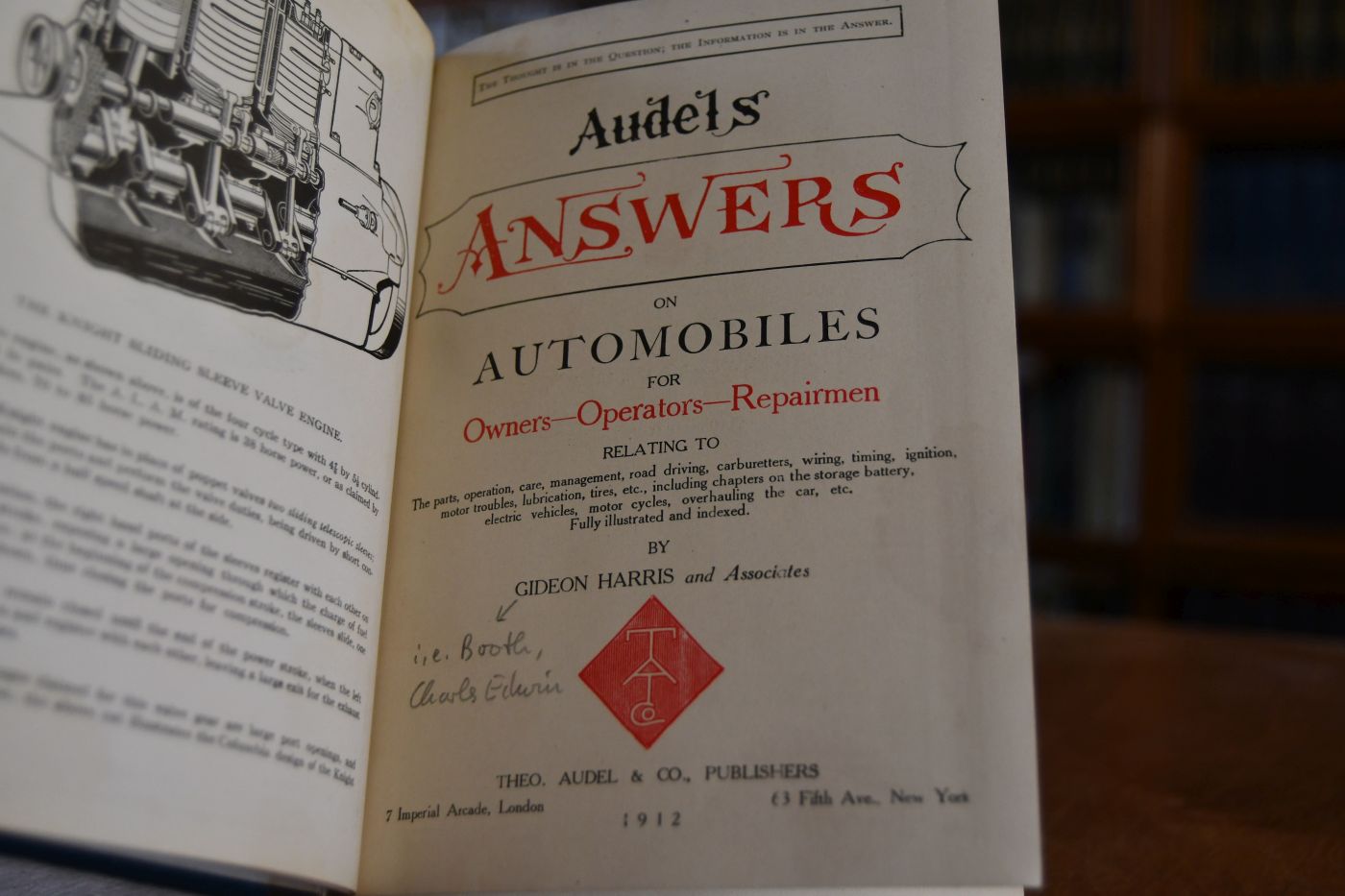 Audel`s Answers on Automobiles for Owners, Operators, Repairmen. Relating to the parts, operation, care, management, road driving, carburetters, wiring, timing, ignition, motor troubles, lubrication, tires, etc., including chapters on the storage battery, electric vehicles, motor cycles, overhauling the car, etc. Fully illustrated and indexed.