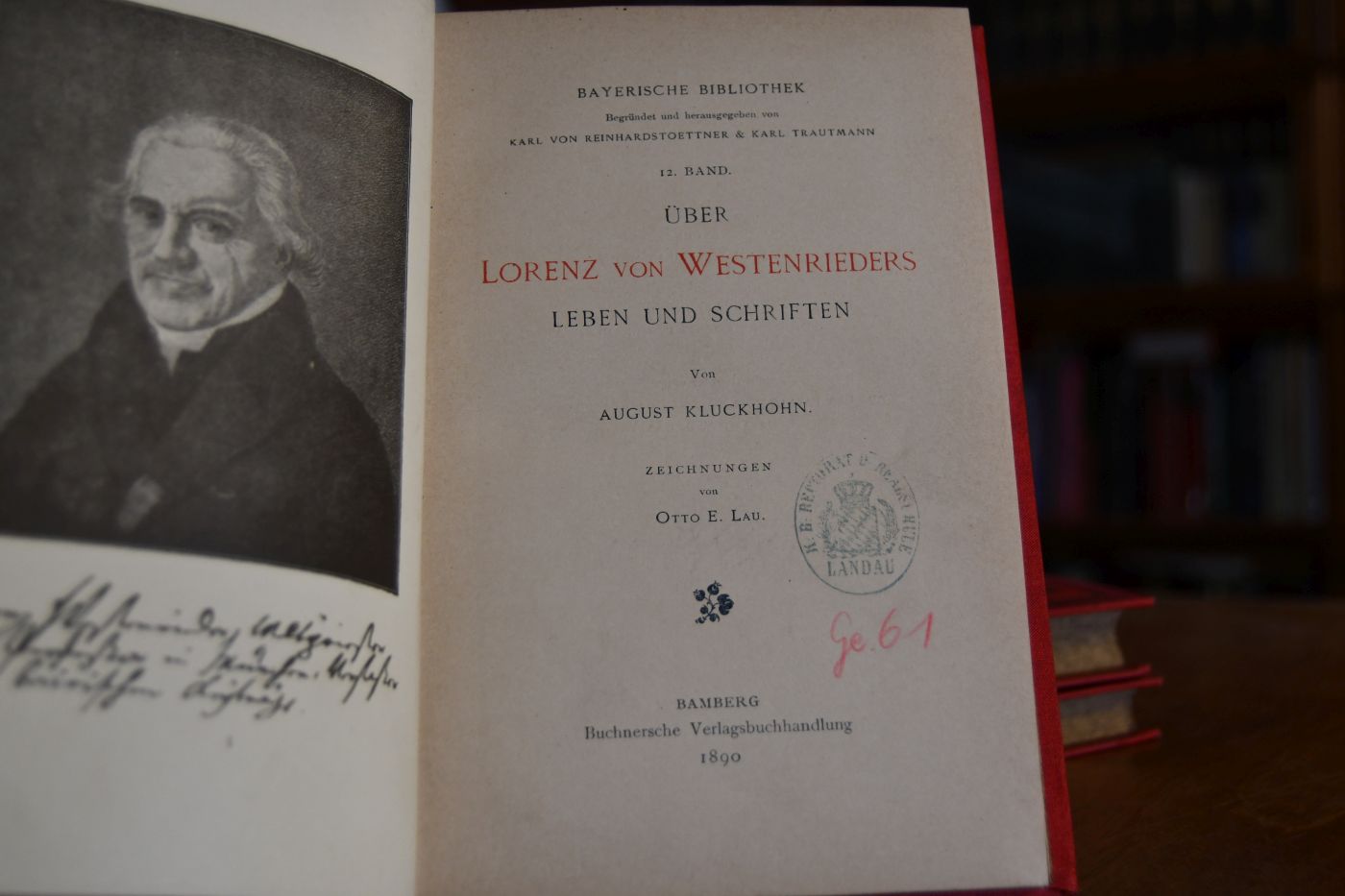 3 Sammelbände Bayerische Bibliothek. Begründet und herausgegeben von Karl von Reinhardstoettner & Karl Trautmann.Bde. 7, 10, 12, 13,15, 24 Enthält August Kluckhorn Über Lorenz Westenrieders Leben und Schriften; Wilhelm Vogt Elias Holl. Der Reichsstadt Augsburg bestellter Baumeister; Franz X. Wegele Aventin; Siegmund Günther Martin Behaim; Anton von Braunmühl Christoph Schreiner als Mathematiker, Physiker und Astronom; Karl Trautmann Oberammergau und sein Passionsspiel; Ernst Mummenhoff Altnürnberg, Schilderungen aus der älteren reichsstädtischen Zeit bis zum Jahre 1350.