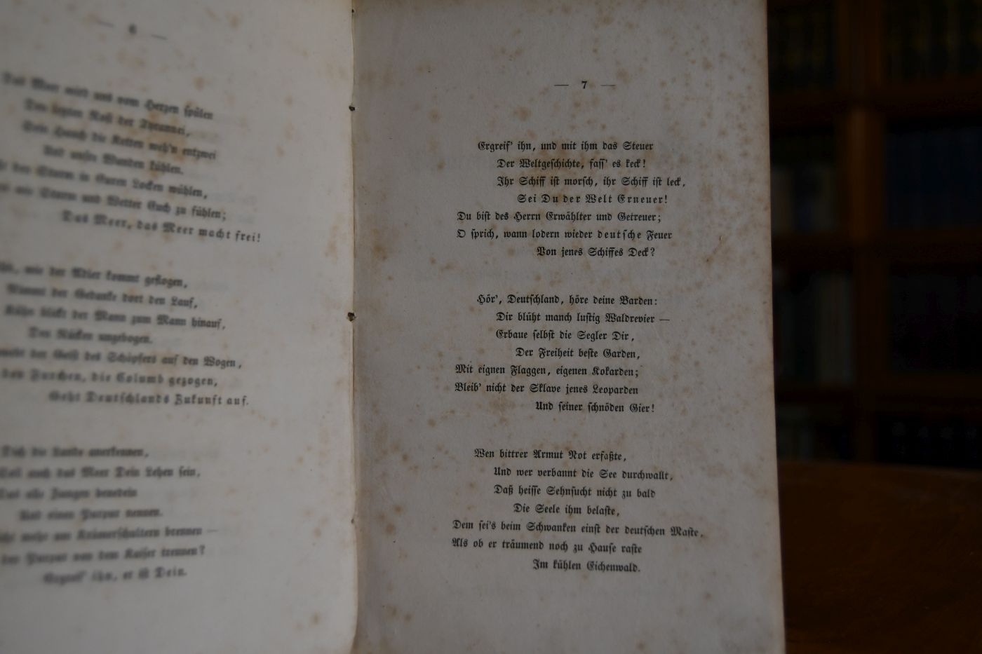 Die deutsche Flotte. Eine Mahnung an das deutsche Volk vom Verfasser der Gedichte eines Lebendigen. Beigebunden Die Verordnung vom 22. Mai 1815, betreffend die Volks-Repräsentation in Preussen, Berlin, Julius Springer, 1845.