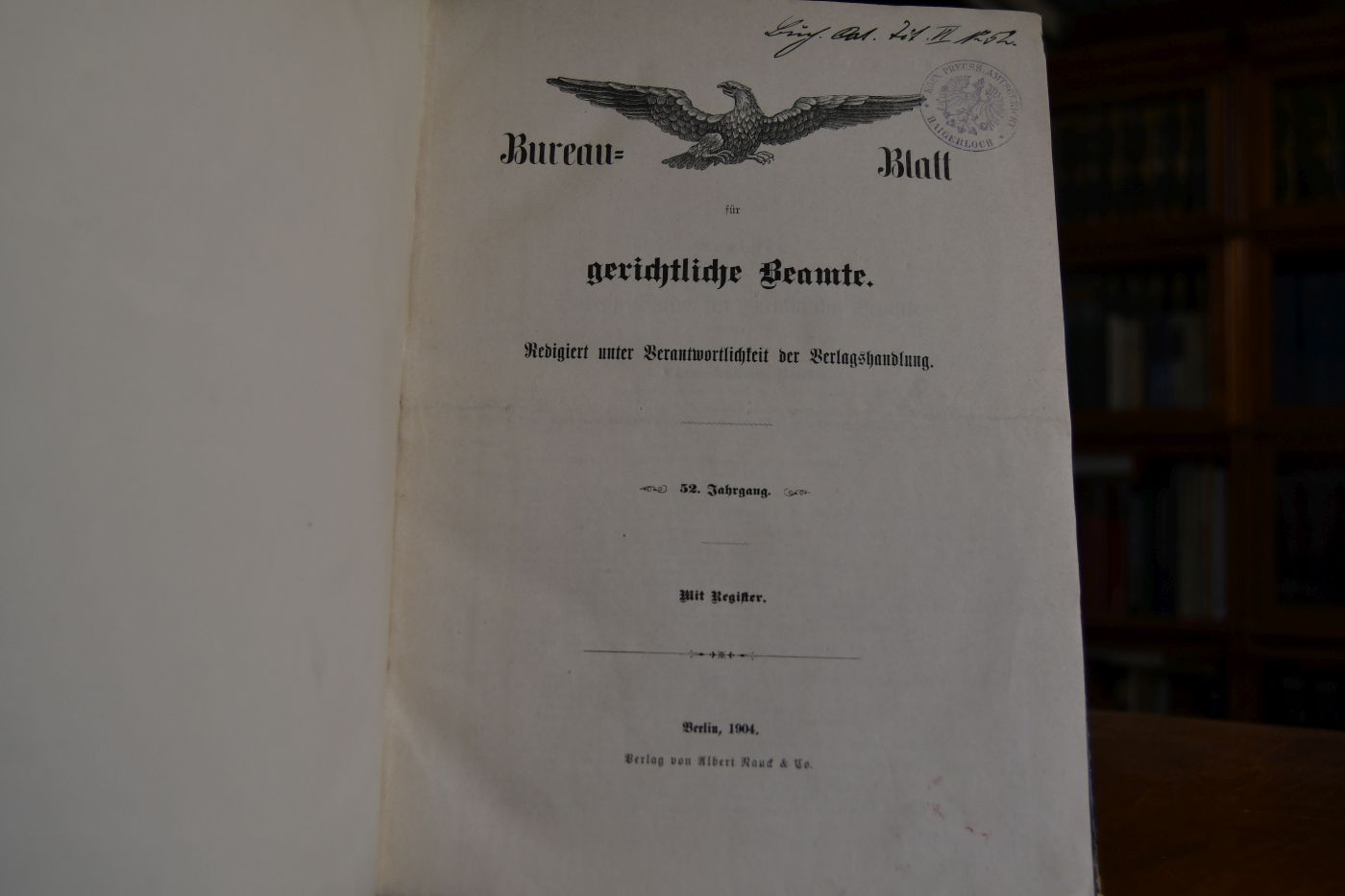 Bureau-Blatt für gerichtliche Beamte. 52. Jahrgang 1904.