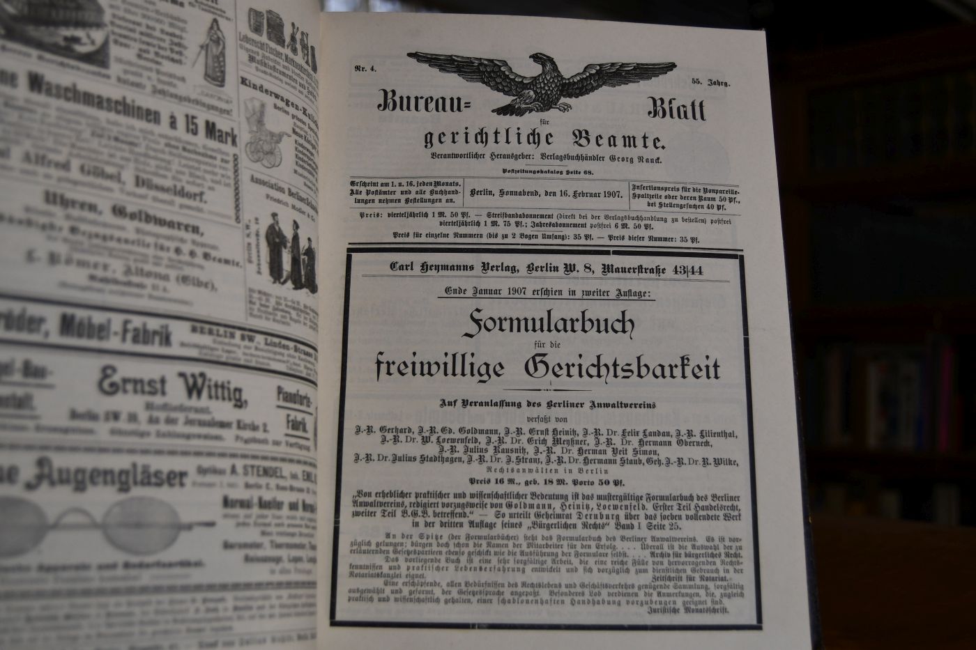 Bureau-Blatt für gerichtliche Beamte. 55. Jahrgang 1907.