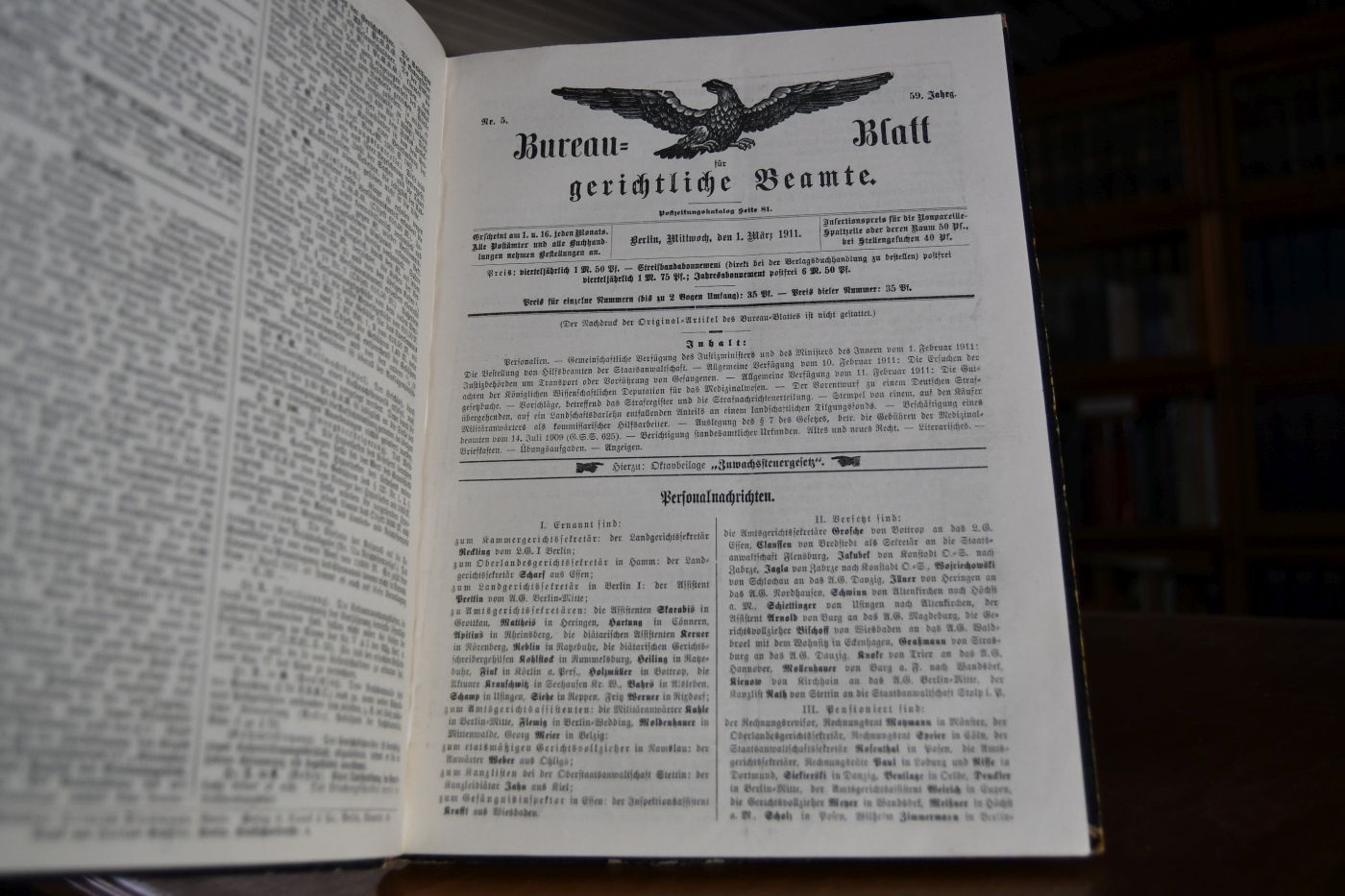 Bureau-Blatt für gerichtliche Beamte. 59. Jahrgang 1911.