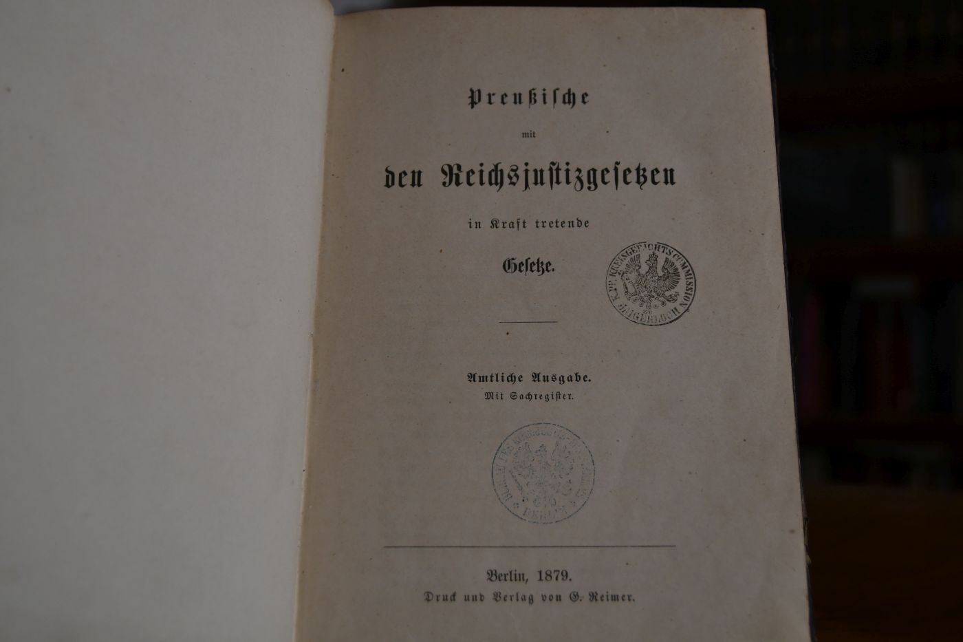 Preußische mit den Reichsjustizgesetzen in Kraft tretende Gesetze.