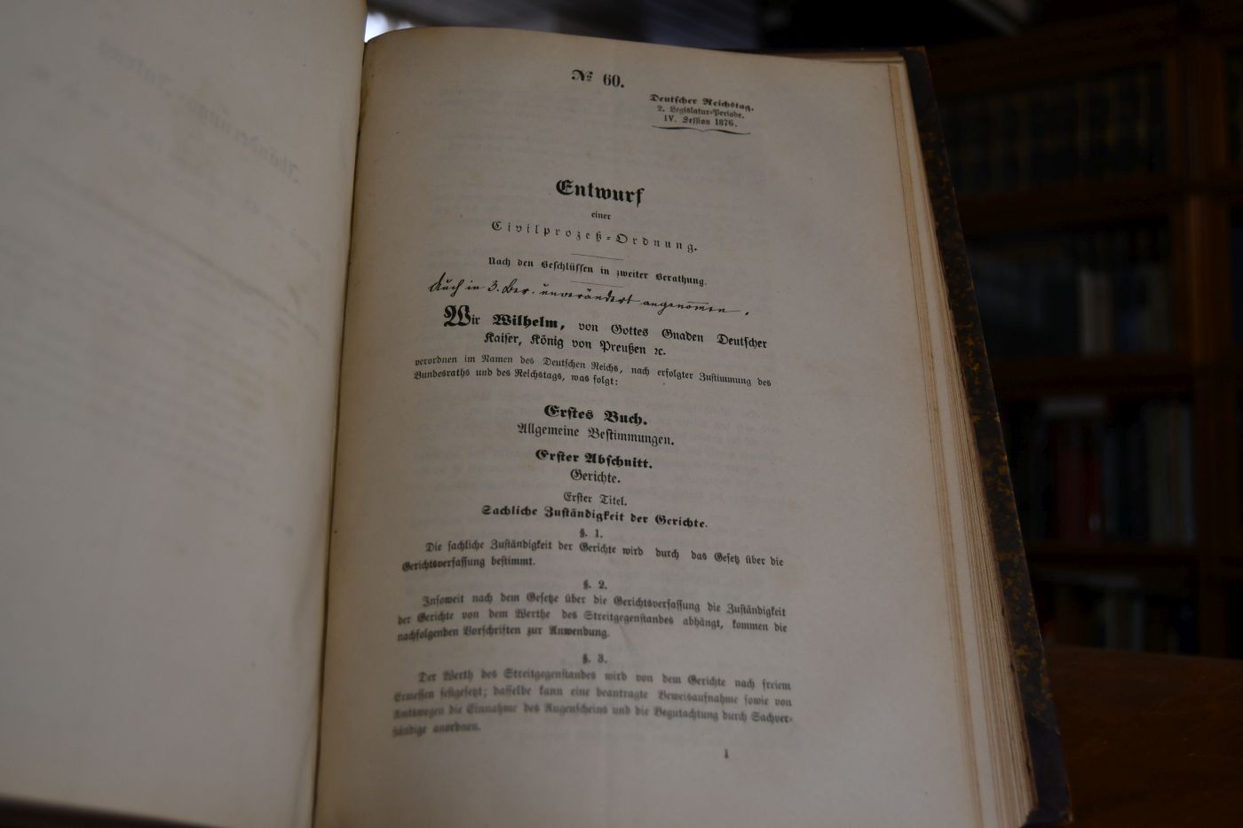 Zusammenstellung des Entwurfs einer Civilprozeß-Ordnung mit den Beschlüssen der Kommission Und andere Dokumente (auch verschiedene Drucksachen des Reichstages und des Bundesrates aus dem Jahr 1876.