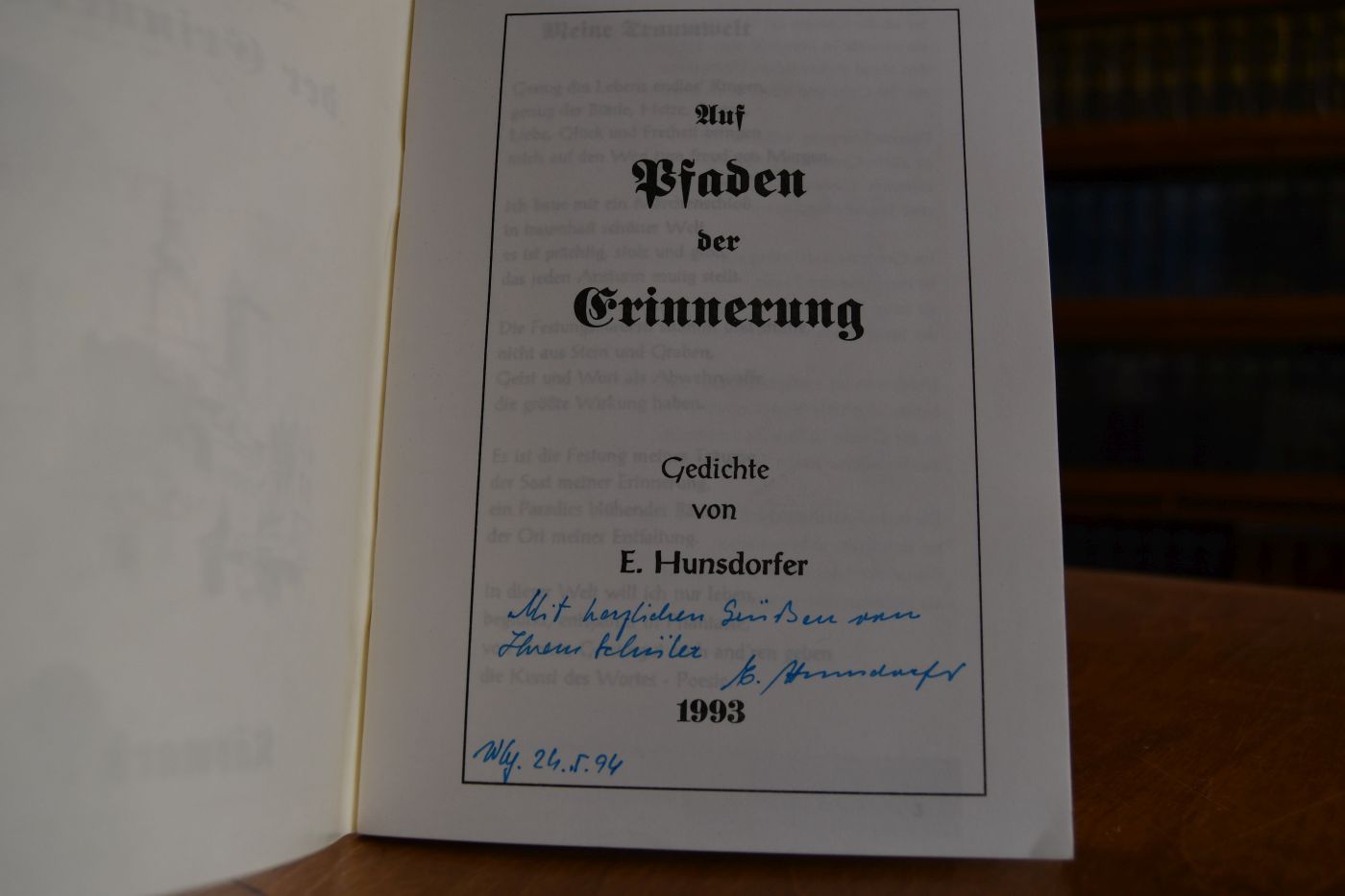 Auf Pfaden der Erinnerung. Gedichte.