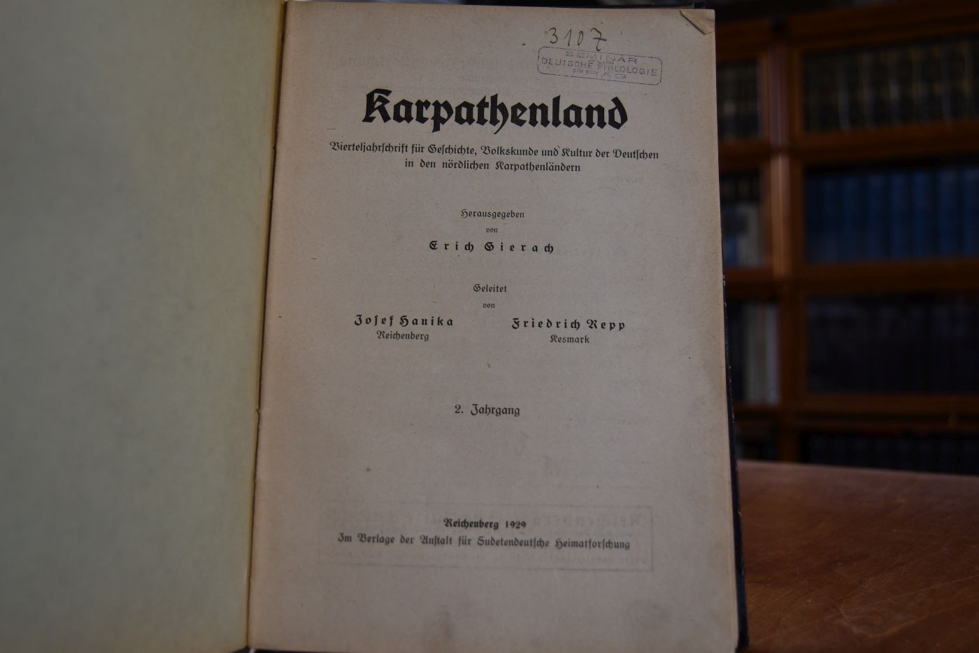 Karpathenland. Vierteljahresschrift für Geschichte, Volkskunde und Kultur der Deutschen in den nördlichen Karpathenländern. 2. Jahrgang.