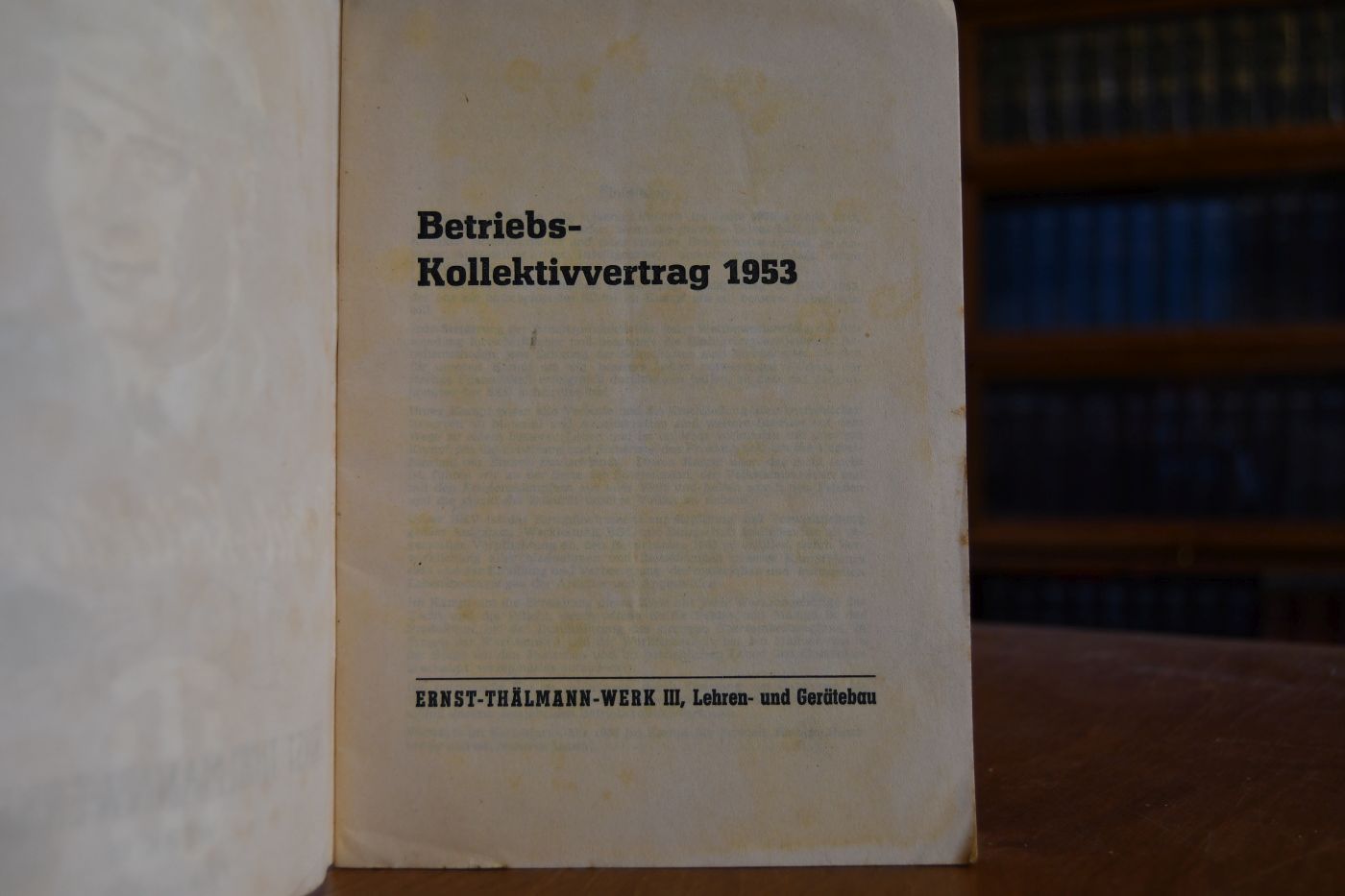 Betriebs-Kollektivvertrag 1953 Ernst-Thälmannwerke, Suhl Werk III, Lehren und Gerätebau.