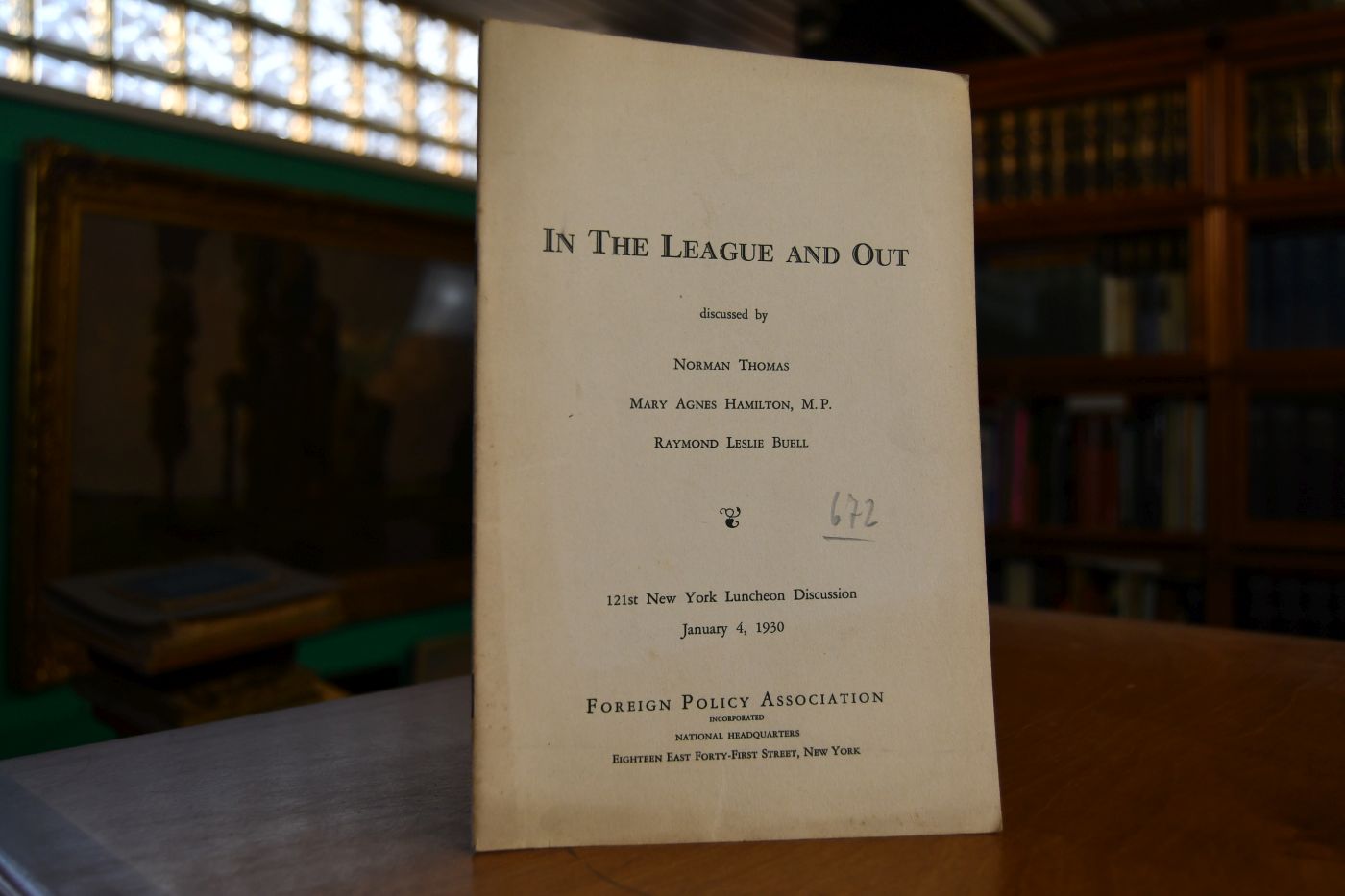 In the League and out discussed by Norman Thomas, Mary Agnes Hamilton M.P., RAymond Leslie Buell.
