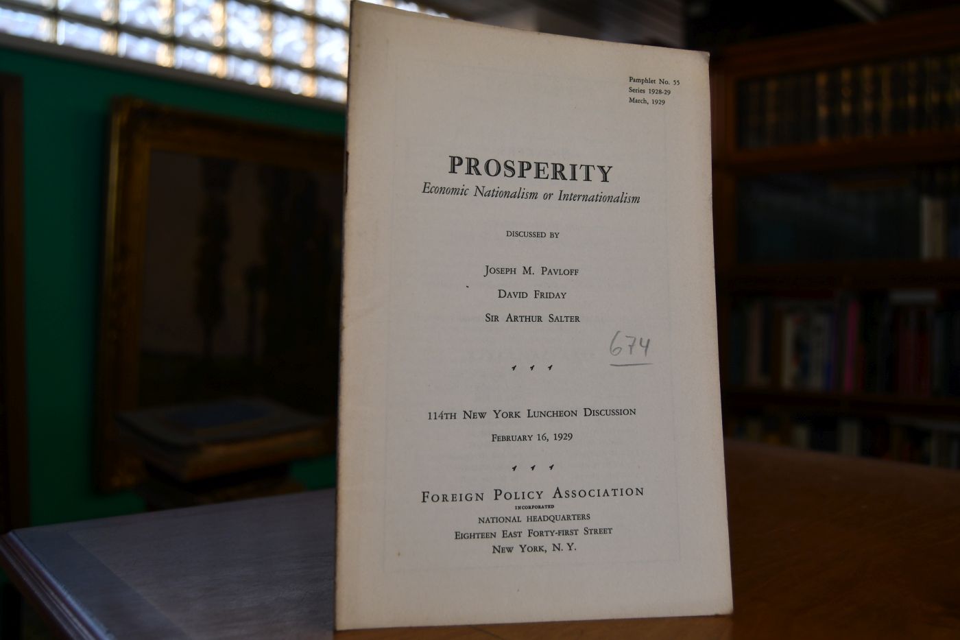 Prosperity. Economic Nationalism or Internationalism discussed by Joseph M. Pavloff, David Friday, Arthur Salter.