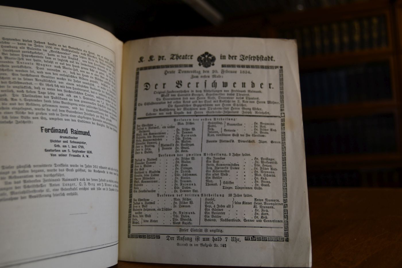 Zur Erinnerung an Ferdinand Raimund.