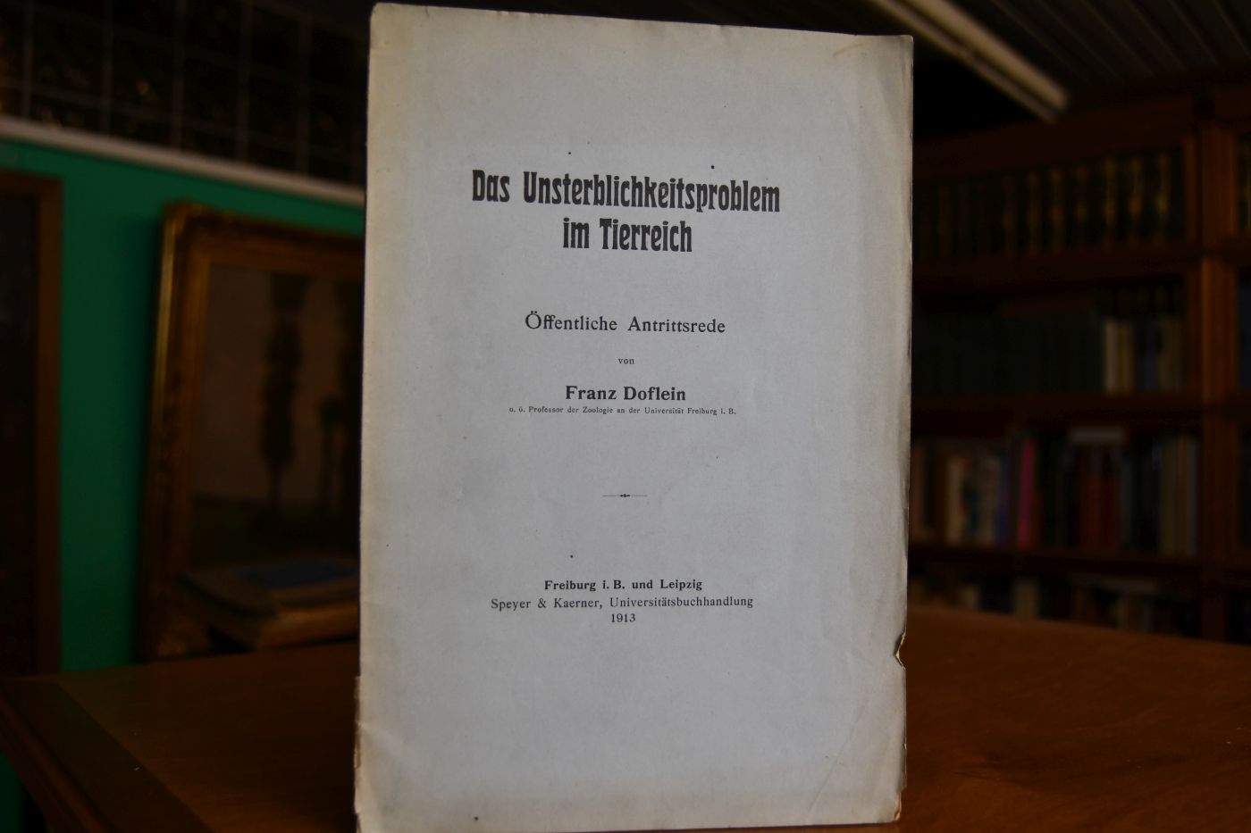 Das Unsterblichkeitsproblem im Tierreich. Öffentliche Antrittsrede.
