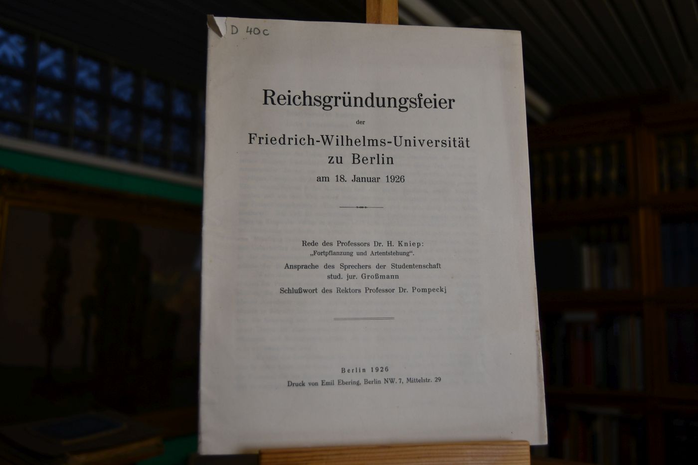 Reichsgründungsfeier der Friedrich-Wilhelms-Universität zu Berlin am 18. Januar 1926.
