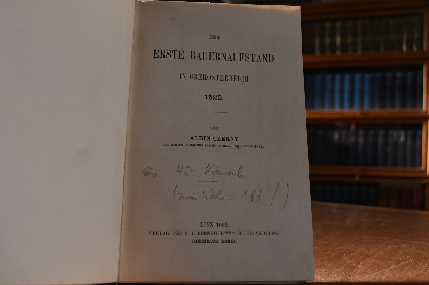 Der erste Bauernaufstand in Oberösterreich 1525. Beigebunden vom selben Verfasser Der zweite Bauernaufstand in Oberösterreich 1595-1597, Linz, Ebenhöch, 1890, 382 S.