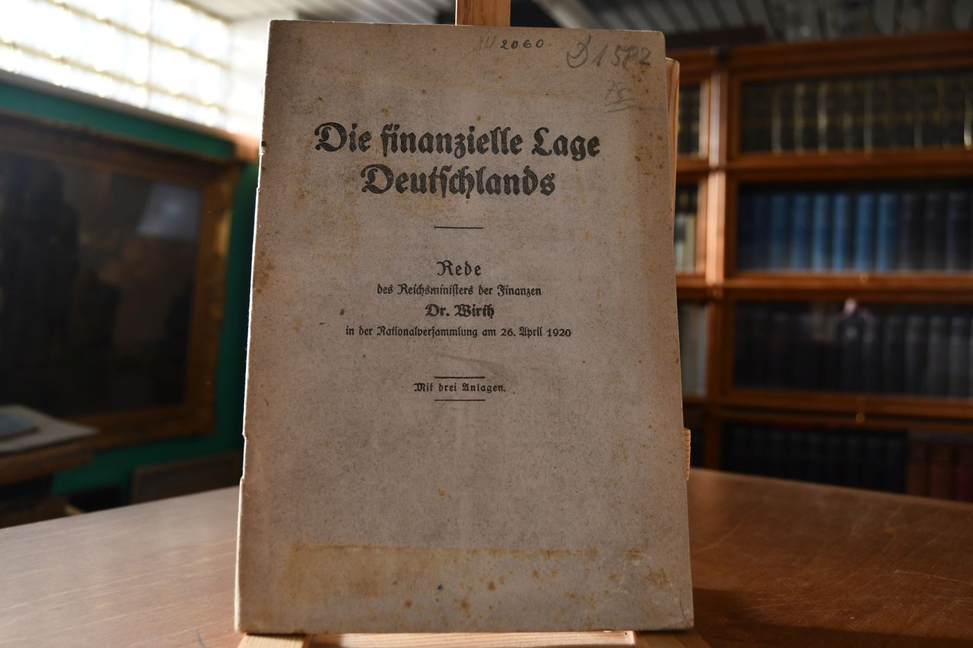 Die finanzielle Lage Deutschlands. Rede des Reichsministers der Finanzen Dr. Wirth in der Nationalversammlung am 26. April 1920.