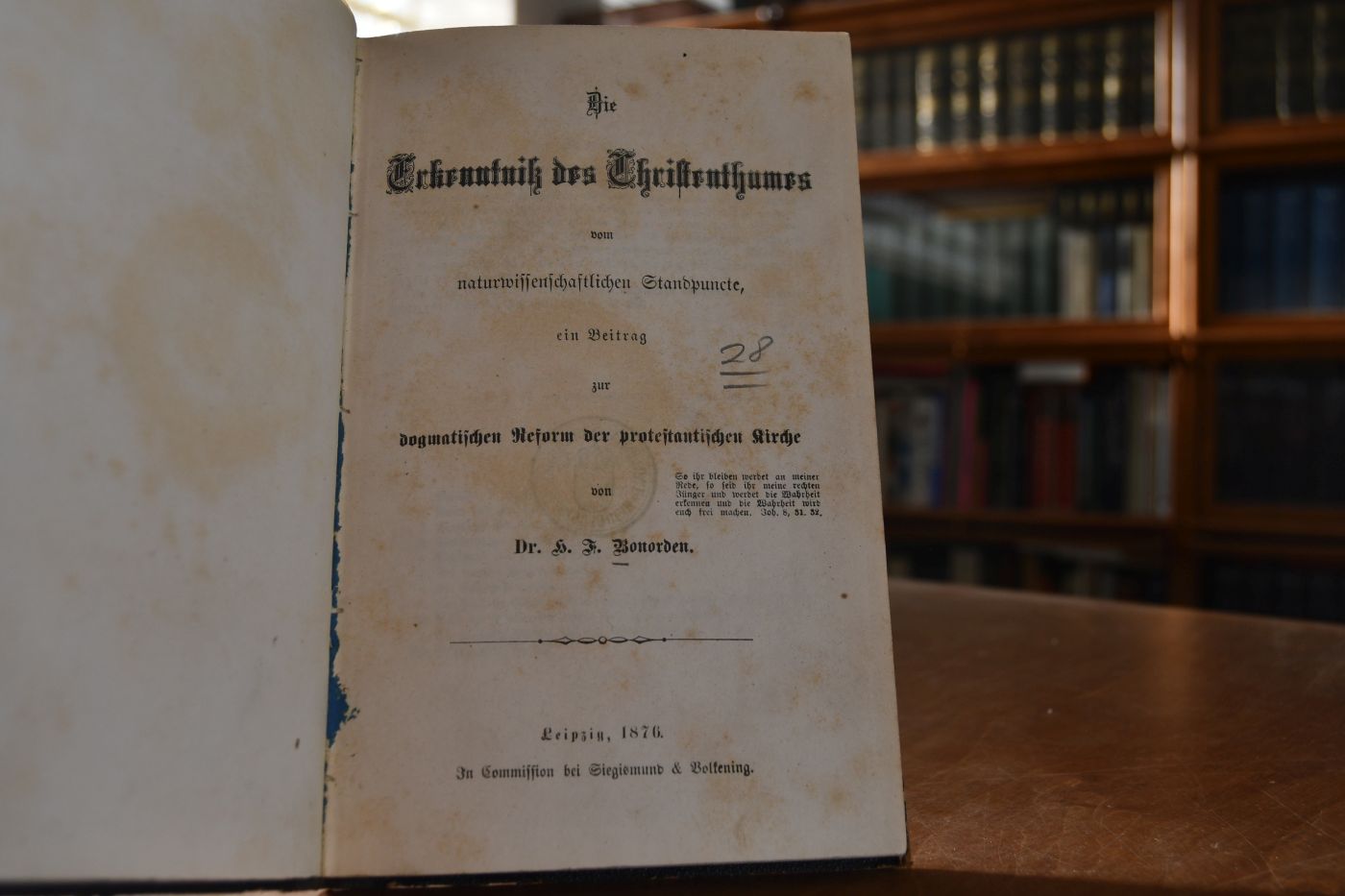 Die Erkenntniß des Christenthumes vom naturwissenschaftlichen Standpuncte, ein Beitrag zur dogmatischen Reform der protestantischen Kirche.