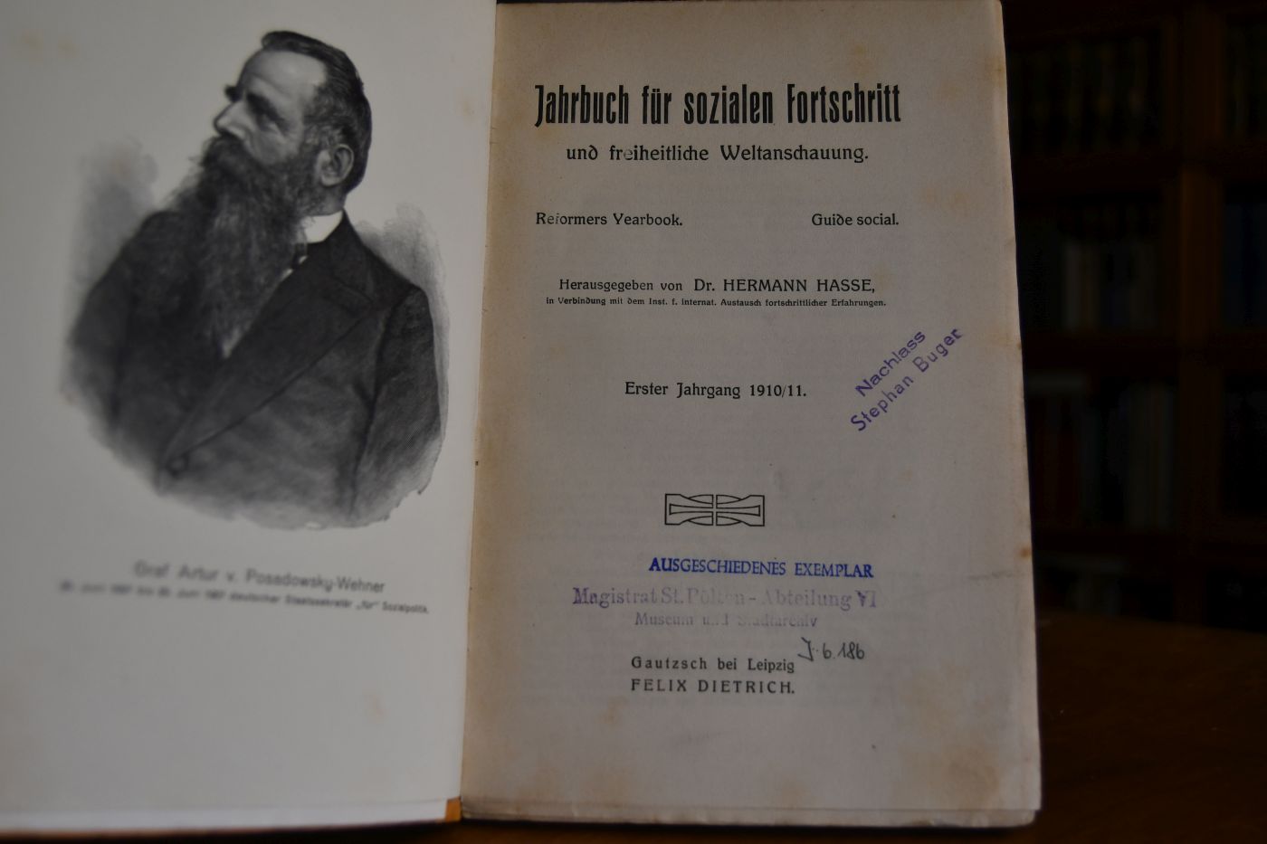 Jahrbuch für sozialen Fortschritt und freiheitliche Weltanschauung. Erster Jahrgang 1910/11.