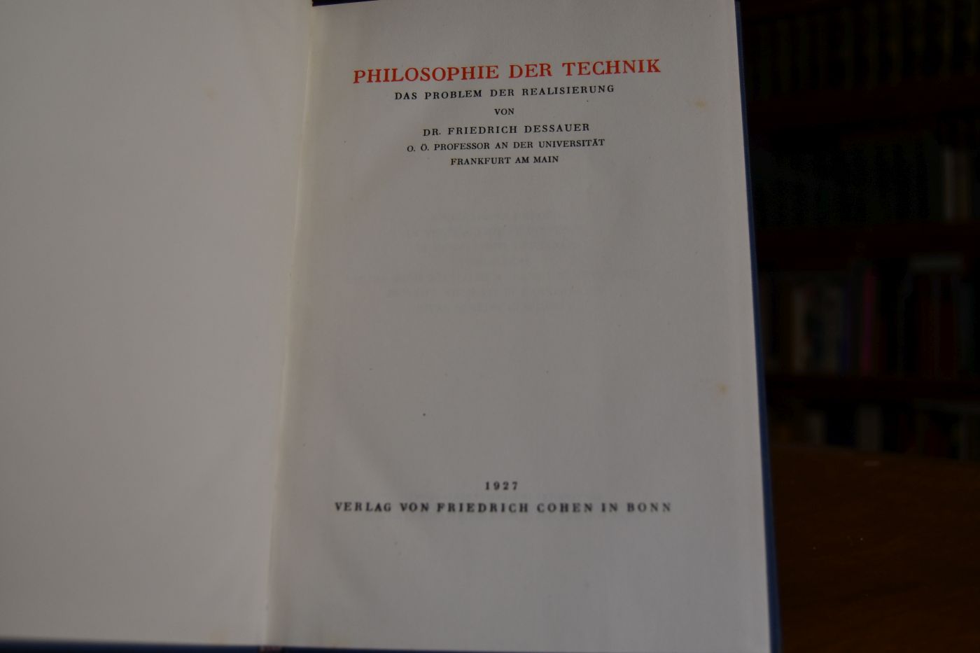 Philosophie der Technik. Das Problem der Realisierung.