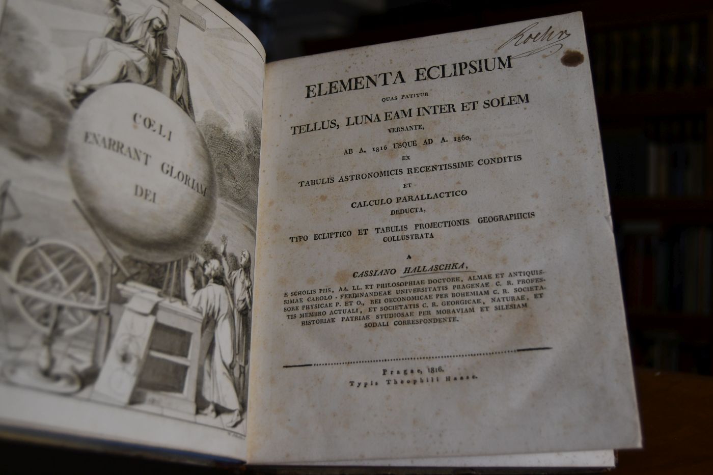 Elementa Eclipsium quas patitur tellus, luna eam inter et solem versante, ab A. 1816 usque ad A. 1860, ex tabulisastronomicis recentissime conditis et calculo parallactico deducta, typo ecliptico et tabulis projektionis geographicis collustrata.