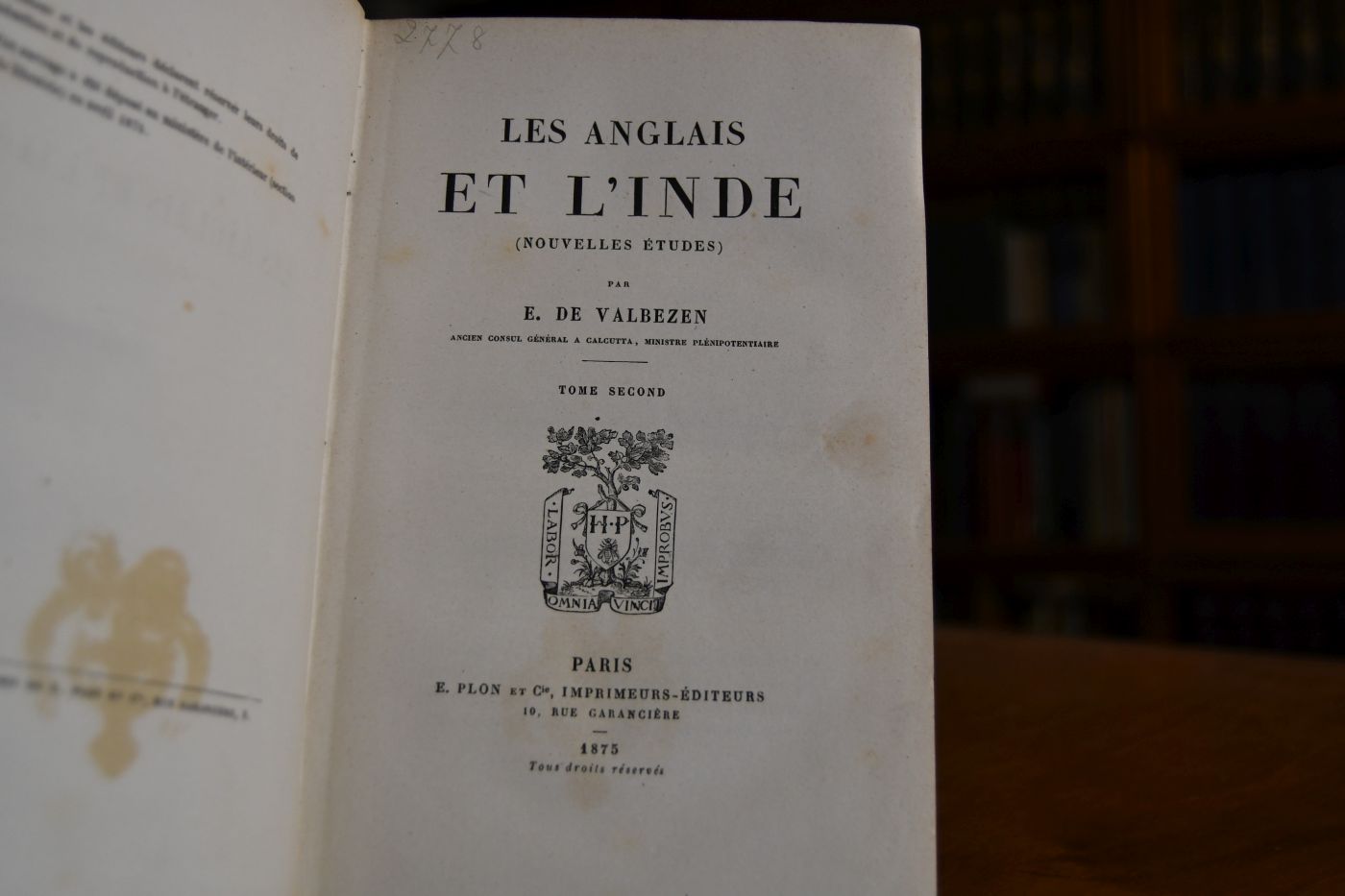 Les Anglais et l`Inde (Nouvelles Etudes). Tome second (apart).