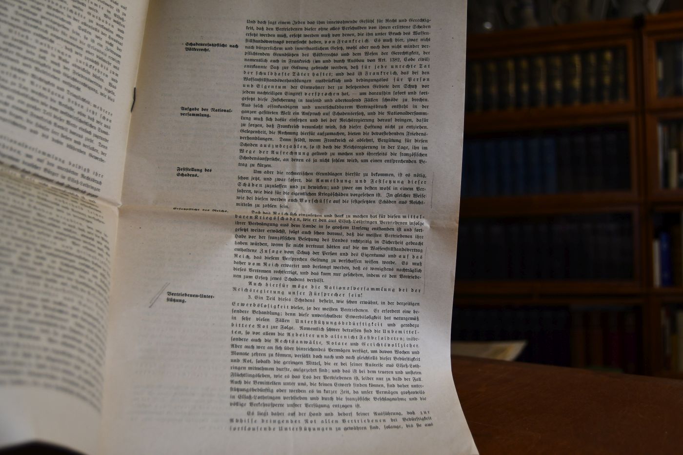 Bittgesuch vom 11. Februar 1919 an die Deutsche Nationalversammlung Weimar vom Ausschuß vertriebener Elsaß-Lothringer.
