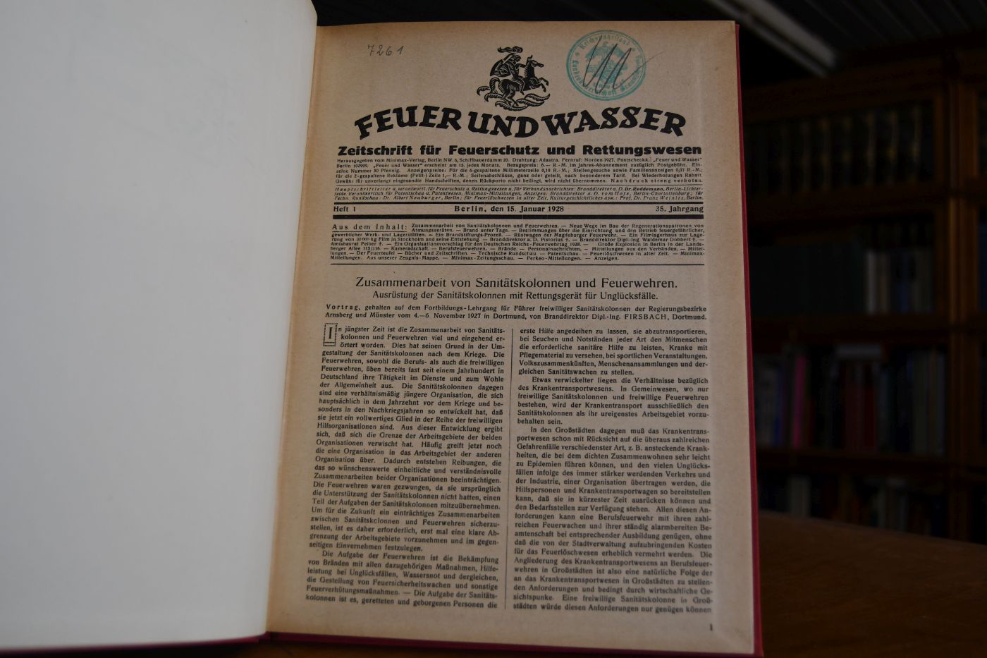 Feuer und Wasser. Zeitschrift für Feuerschutz und Rettungswesen. 35. Jahrgang, 1928. Ohne die Hefte 5, 8, 9, 12.