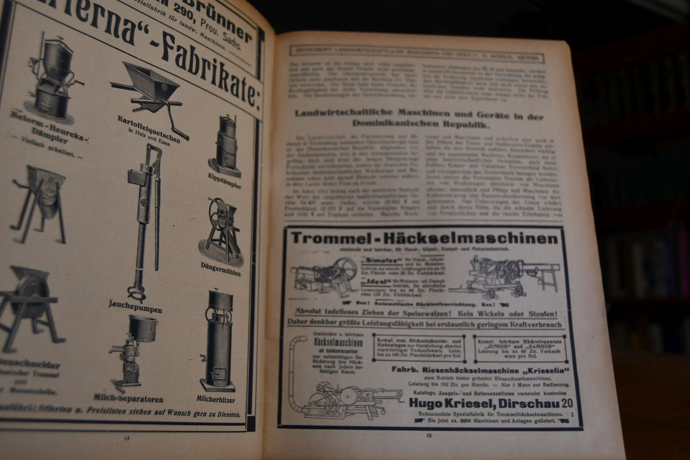 Landwirtschaftliche Maschinen und Geräte. Zeitschrift für Fabriken und Handlungen landwirtschaftl. Maschinen. Ein unabhängiges Blatt, das ausschließlich dem landwirtschaftlichen Maschinenhandel gewidmet ist. Jahrgang 1913 in 2 Bänden.