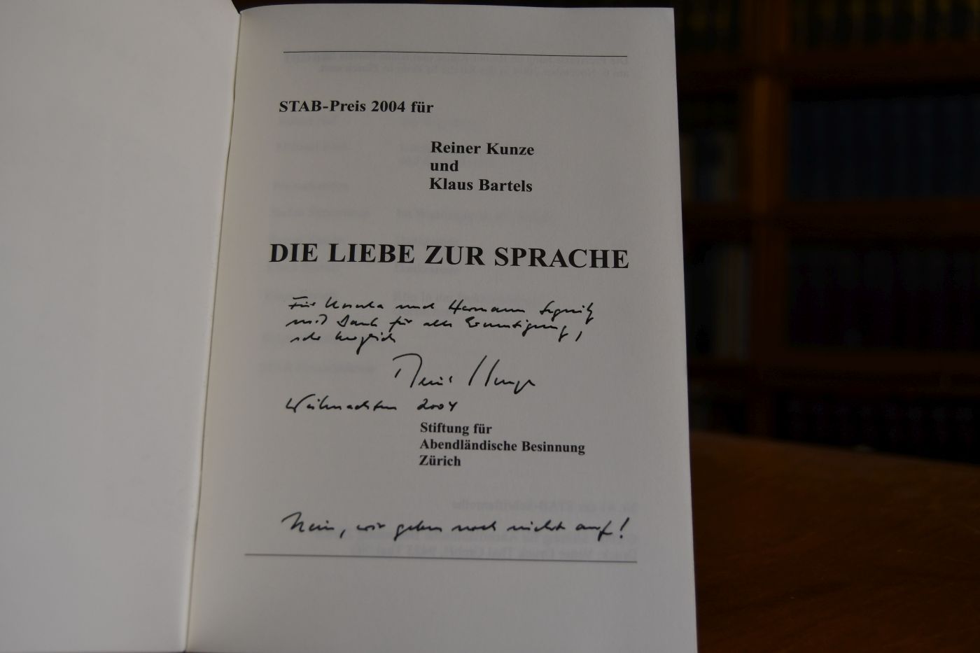 STAB-Preis 2004 für Reiner Kunze und Klaus Bartels.