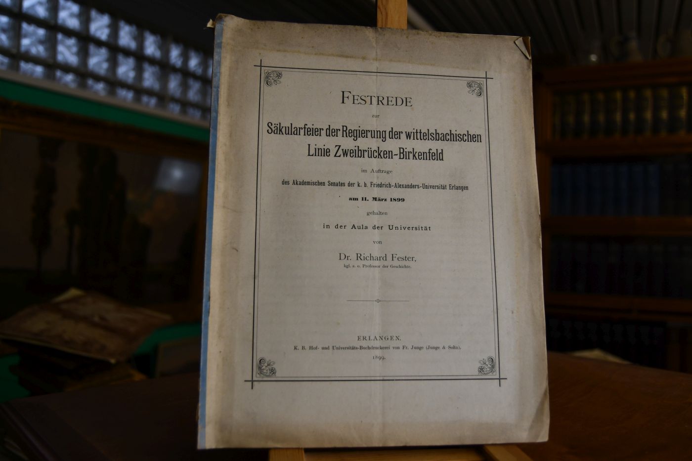 Festrede zur Säkularfeier der Regierung der wittelsbachischen Linie Zweibrücken-Birkenfeld im Auftrage des Akademischen Senates der k.b. Friedrich-Alexanders-Universität Erlangen am 11. März 1899 gehalten in der Aula der Universität.