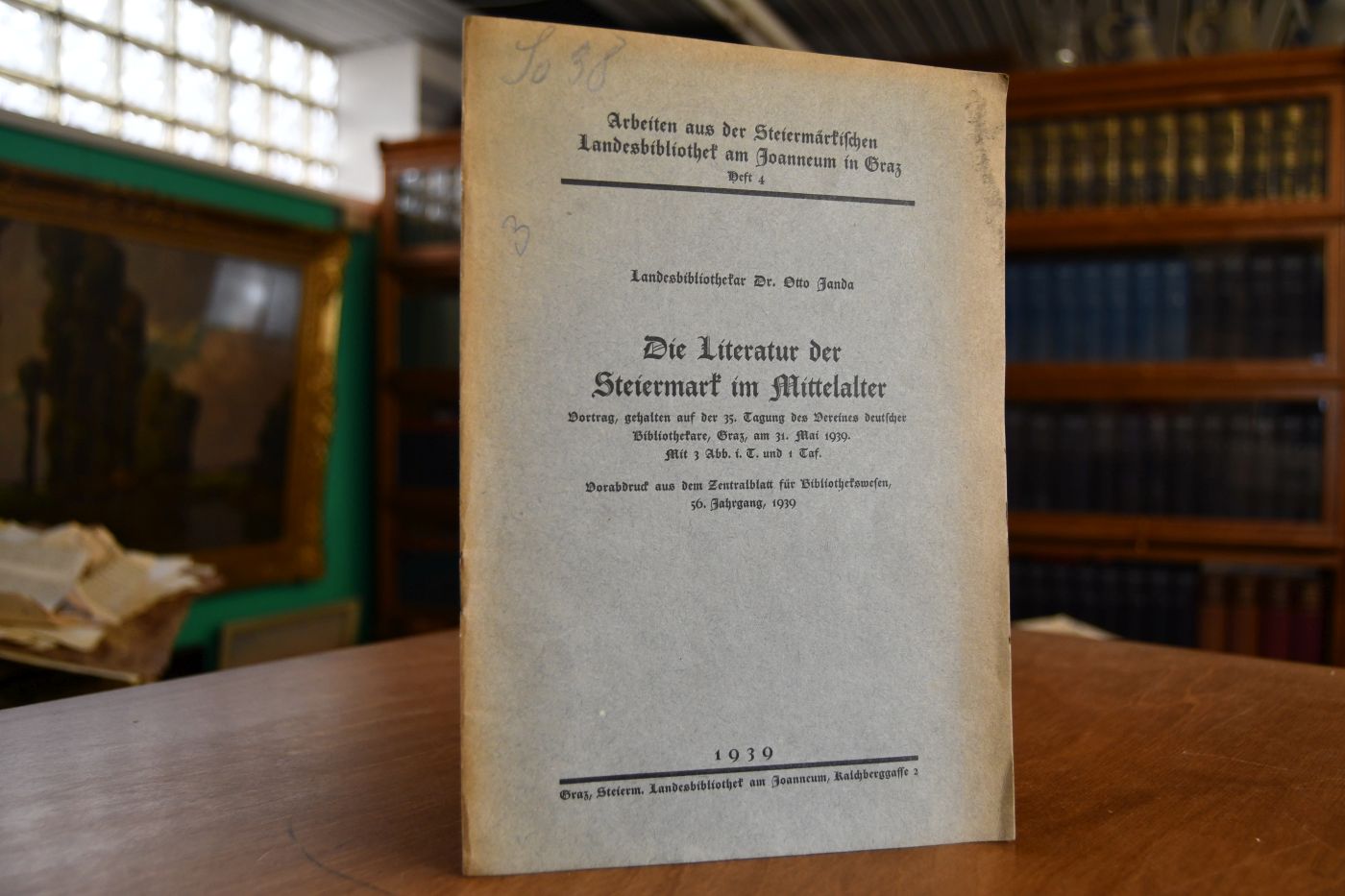 Die Literatur der Steiermark im Mittelalter. - Vortrag, gehalten auf der 35. Tagung das Vereines deutscher Bibliothekare, Graz am 31. Mai 1939.