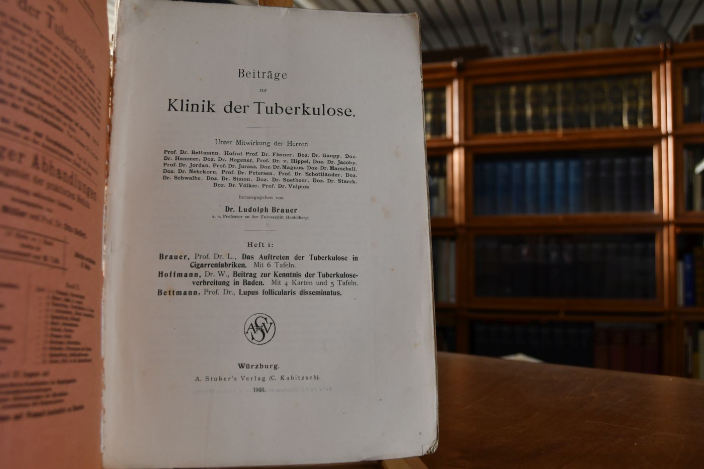 Beiträge zur Klinik der Tuberkulose. Heft 1 Brauer Das Auftreten der Tuberkulose in Cigarrenfabriken. Hoffmann Beitrag zur Kenntnis der Tuberkuloseverbreitung in Baden. Bettmann Lupus follicularis disseminatus.