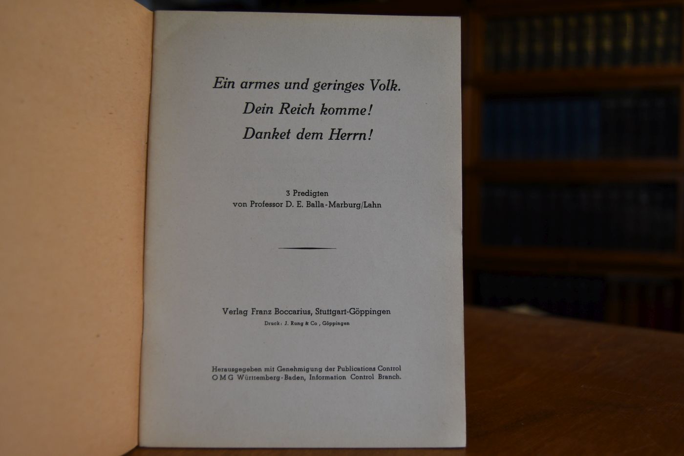 Ein armes und geringes Volk. - Dein Reich komme! - Danket dem Herrn! 3 Predigten von E. Balla.