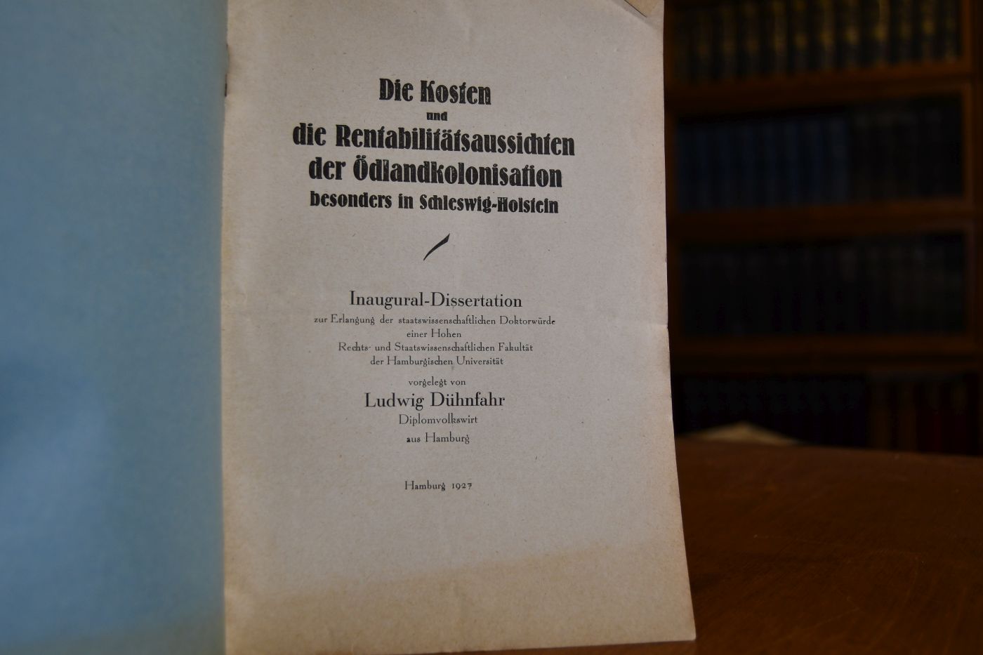 Die Kosten und die Rentabilitätsaussichten der Ödlandkolonisation besonders in Schleswig-Holstein.