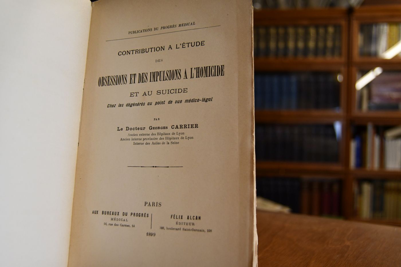 Contribution à l`étude des obsessions et des impulsions à l`homicide et au suicide chez les dégénérés au point de vue médico-légal.