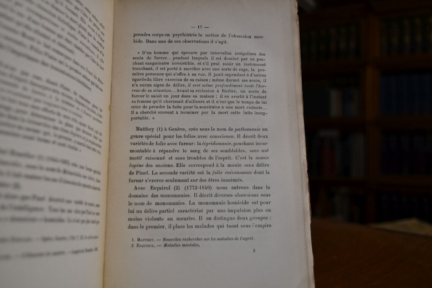Contribution à l`étude des obsessions et des impulsions à l`homicide et au suicide chez les dégénérés au point de vue médico-légal.