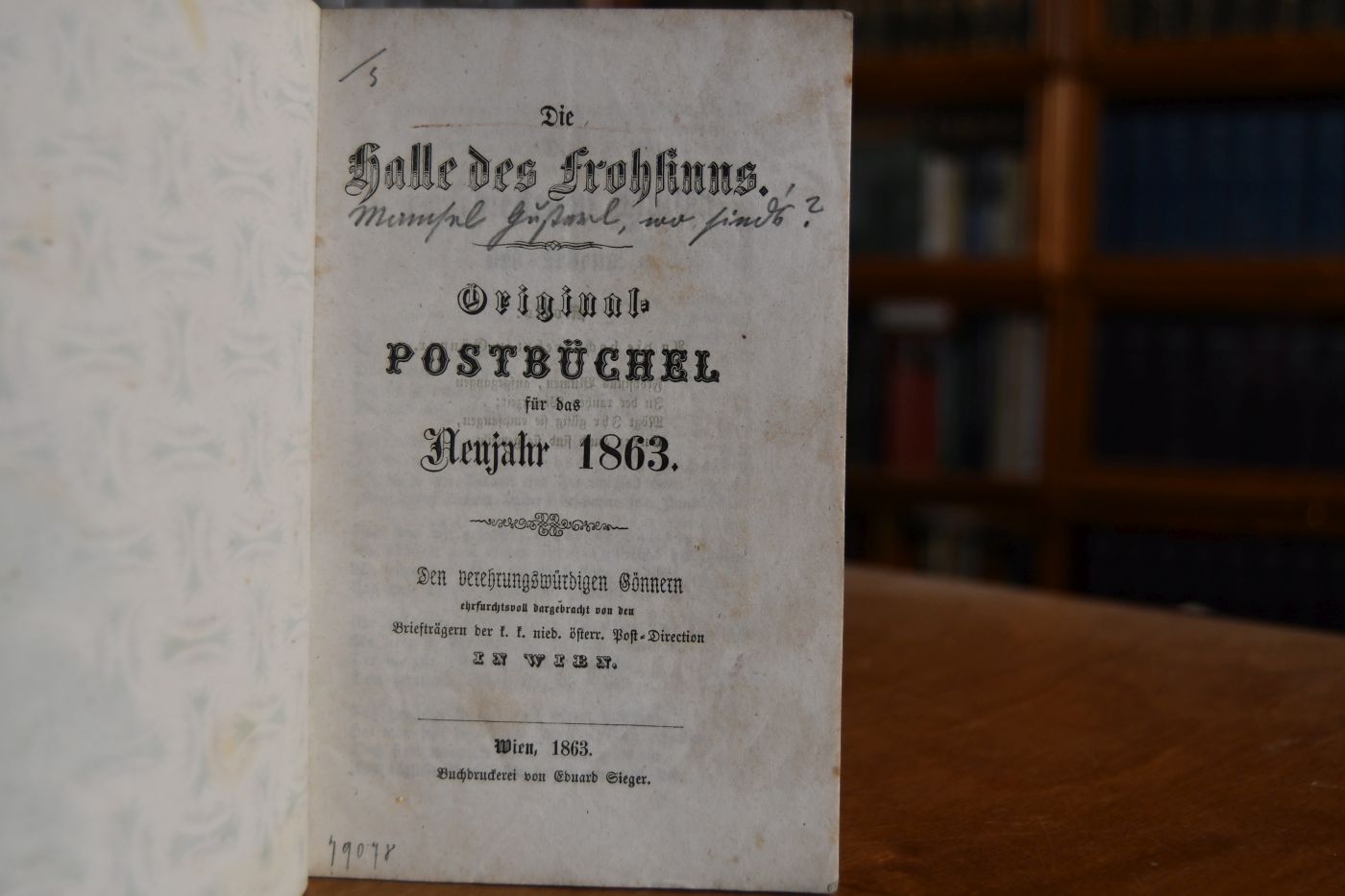 Die Halle des Frohsinns. Original-Postbücherl für das Neujahr 1863.