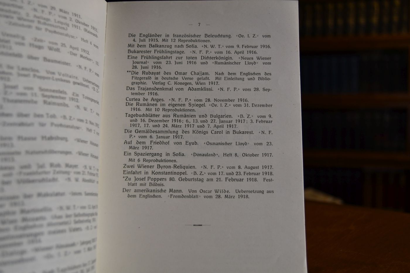 Verzeichnis I. Buchpublikationen, Aufsätze, Übersetzungen und Belletristisches, mit Ausnahme von Gedichten und Rezenssionen, in den Jahren 1904 bis 1918. Verzeichnis II. Buchpublikationen, Aufsätze und Notizen mit neuen Quellennachweisen zur Lokalgeschichte der Stadt Baden bei Wien, in den Jahren 1903 bis 1918.
