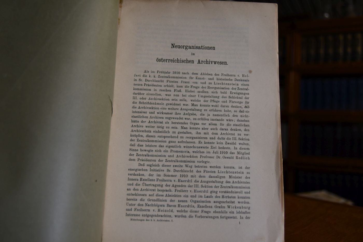 Mitteilungen des K.K. Archivrates. 1. Band, 1. Heft.