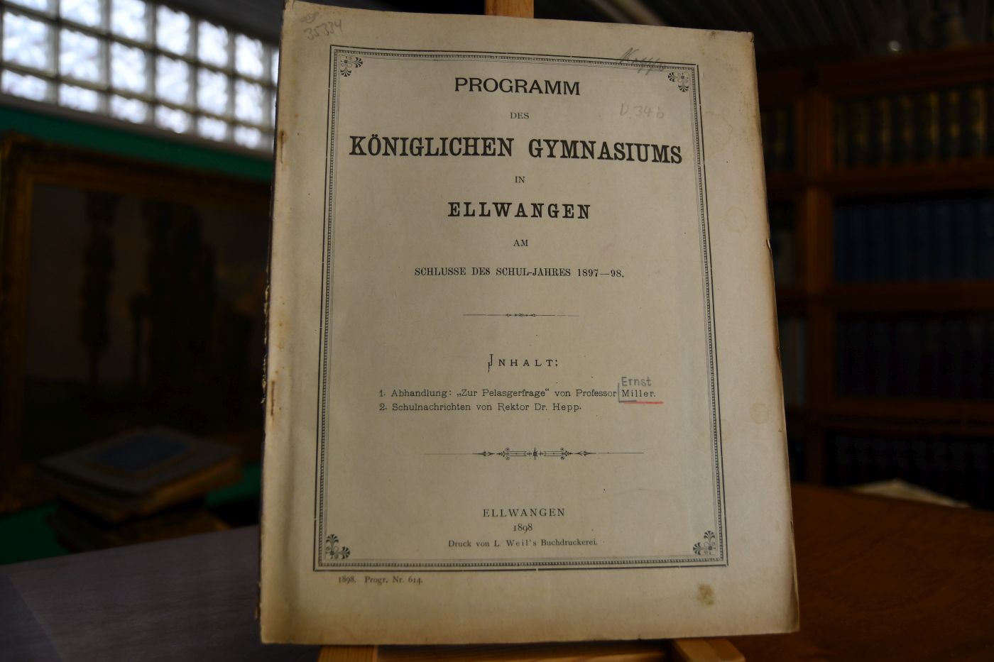 Programm des Königlichen Gymnasiums in Ellwangen am Schlusse des Schul-Jahres 1897-98.