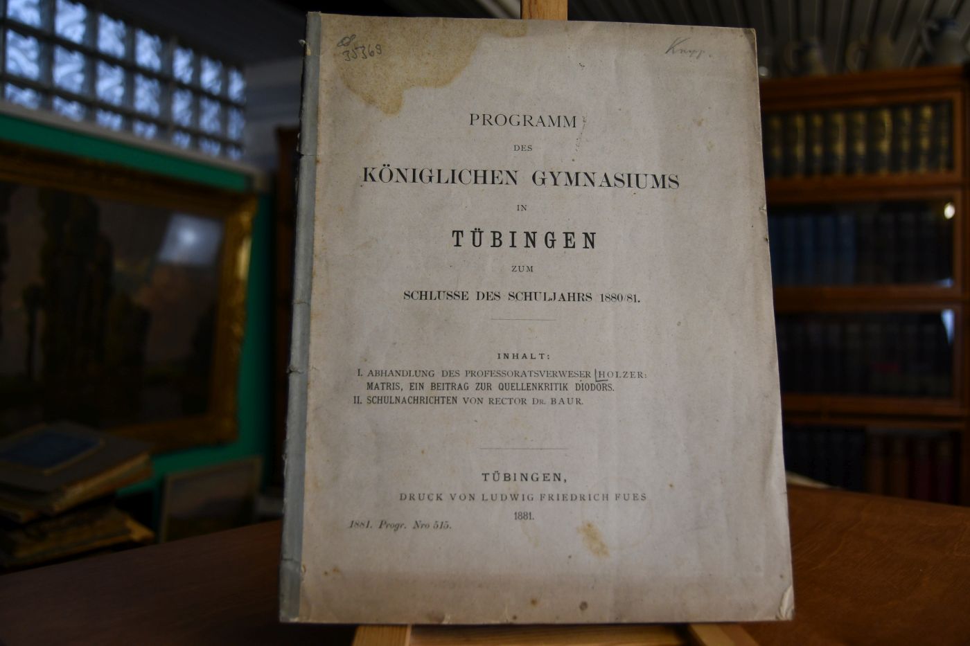 Programm des Königlichen Gymnasiums in Tübingen zum Schlusse des Schuljahrs 1880/81.