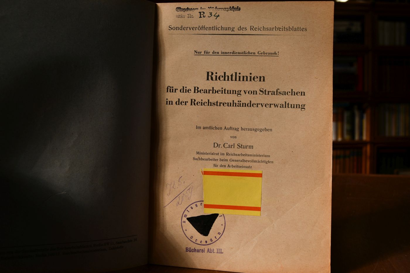Richtlinien für die Bearbeitung von Strafsachen in der Reichstreuhänderverwaltung.