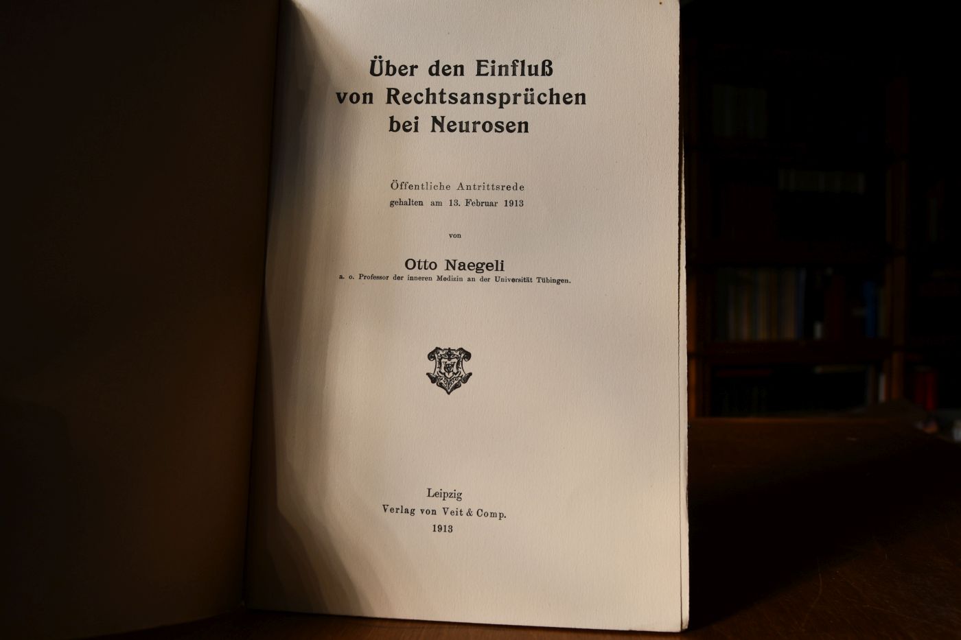 Über den Einfluß von Rechtsansprüchen bei Neurosen. Öffentliche Antrittsrede gehalten am 13. Februar 1913.