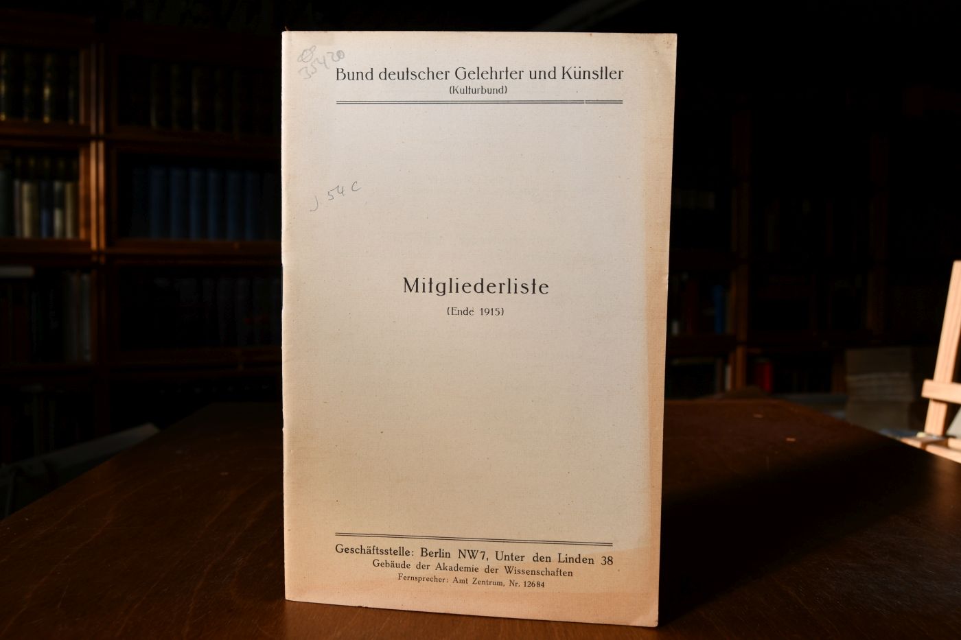 Bund deutscher Gelehrter und Künstler (Kulturbund). Mitgliederliste (Ende 1915).