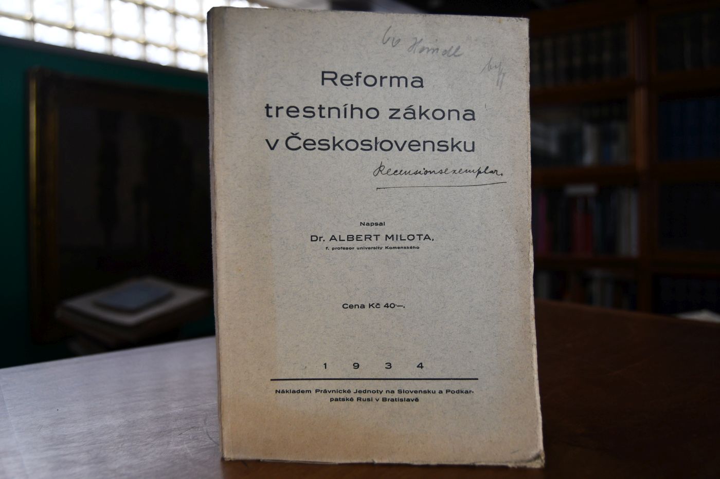 Reforma Trestniho zakona v Ceskoslovensku. (Strafrechtsreform in der Tschechoslowakei).