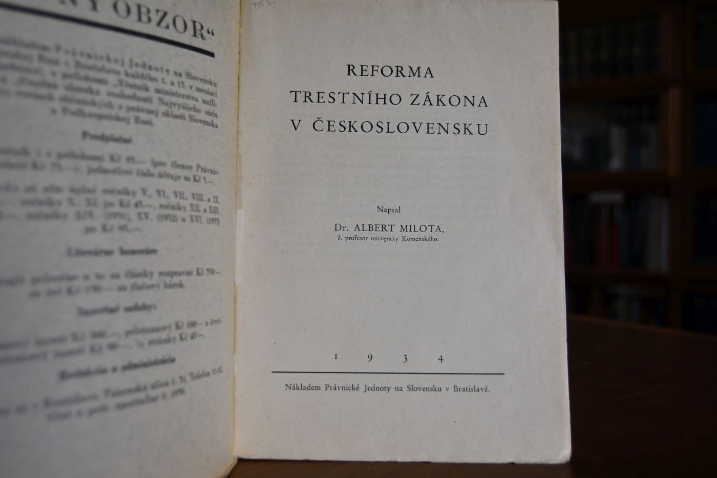Reforma Trestniho zakona v Ceskoslovensku. (Strafrechtsreform in der Tschechoslowakei).