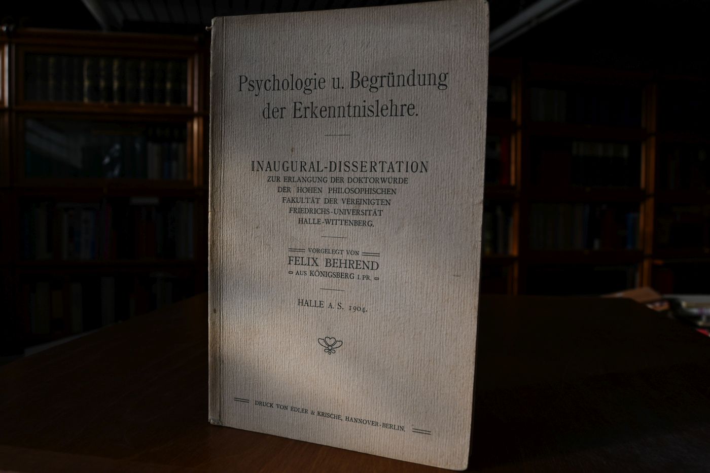 Psychologie u. Begründung der Erkenntnislehre.