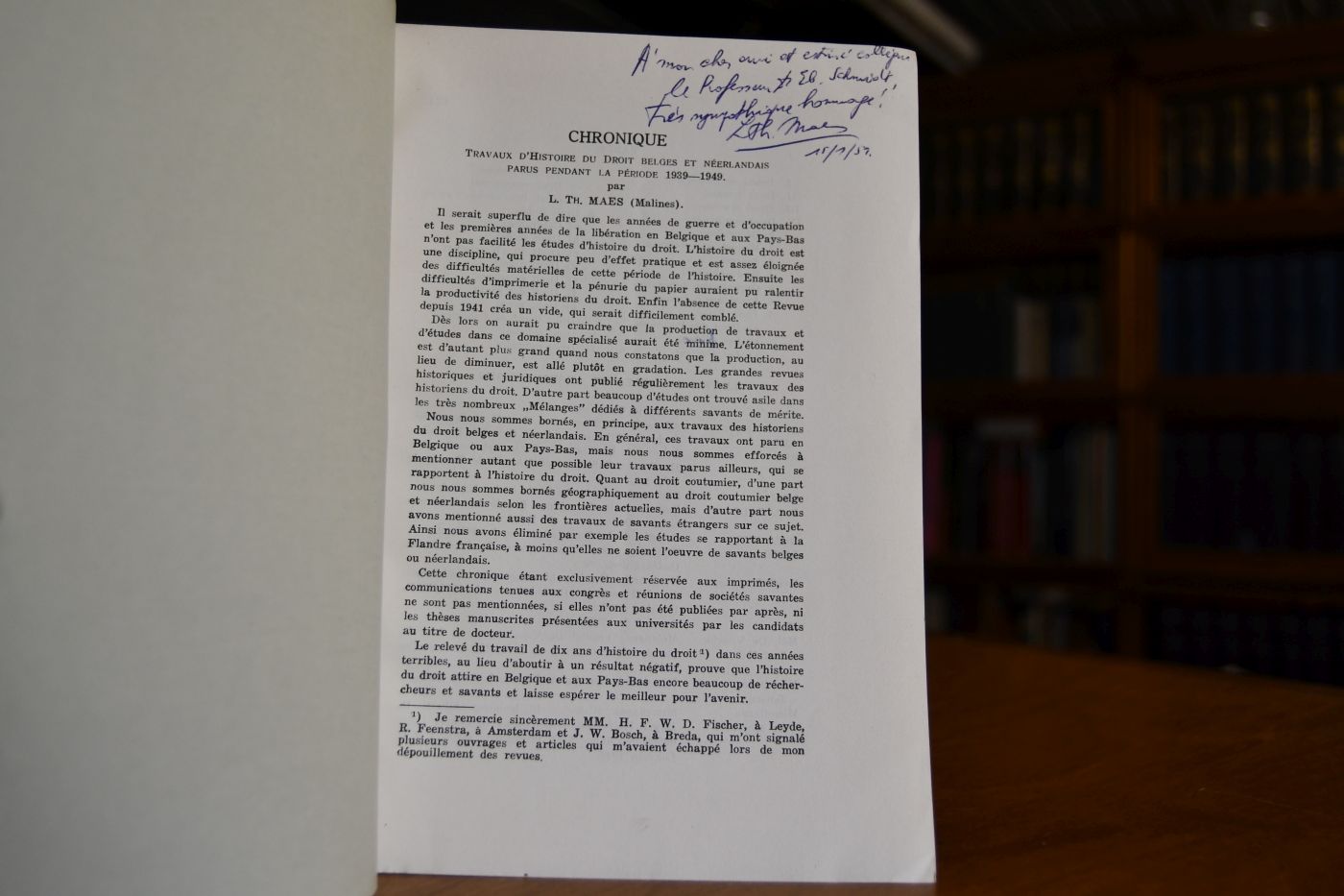 Chronique d`histoire du droit belges et neerlandais parus pendant la periode 1939 - 1949.